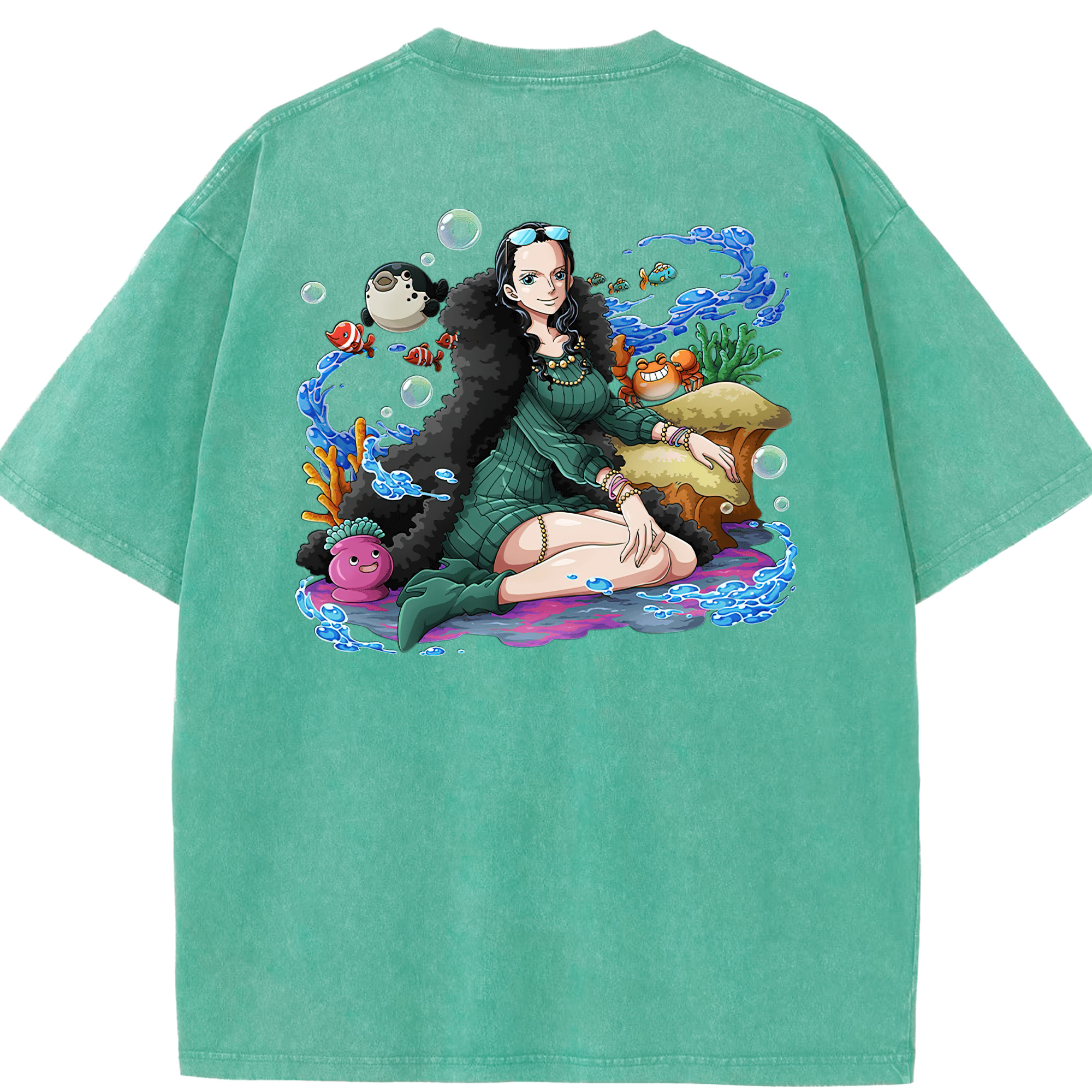 ワンピース ニコ・ロビン ONE PIECE Nico Robin 綿100% ヴィンテージ風 半袖Tシャツ（背面プリント）